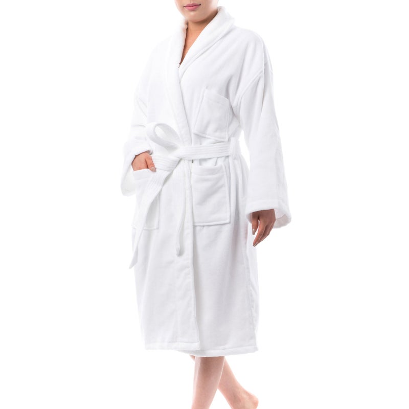 alpine swiss Blair Womens Cotton Terry Cloth Bathrobe Shawl Collar Velour Spa Robe,White,Small / Medium - Image 1